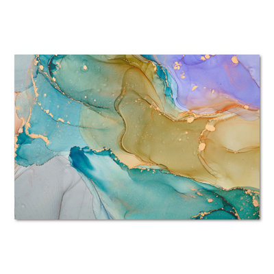 «Green and Blue Tender Liquid Art III», reproduction sur toile