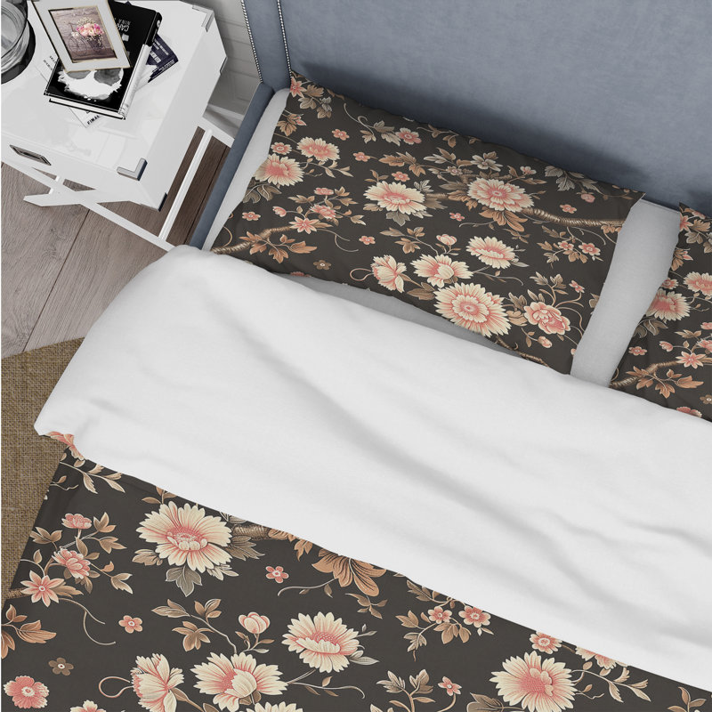 Ensemble de housse de couette Brown Garden, Housse de couette très grand et 2 très grandes t