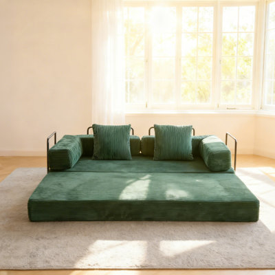 Canapé-lit convertible et canapé-lit à compression avec support pour dossier et accoudoirs Futon-lit en velours côtelé pour salon et chambre à coucher
