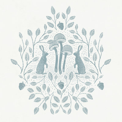 Rabbits And Mushrooms VII by Katie O'Shea - Wrapped Canvas Print