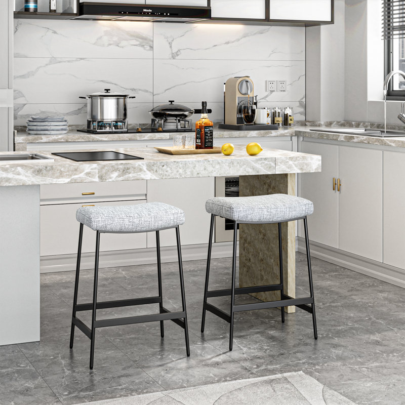 Jillie 27.2" Counter Stool with Saddle Seat Modern Backless Barstool Upholstered Cafe Chair