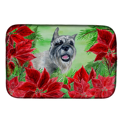 Tapis de séchage poinsettias schnauzer