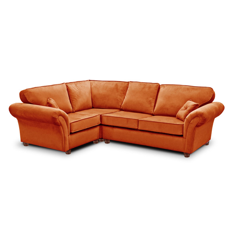 Lila 4 Seater Velvet Corner Sofa , Left Hand Facing, Burnt Orange
