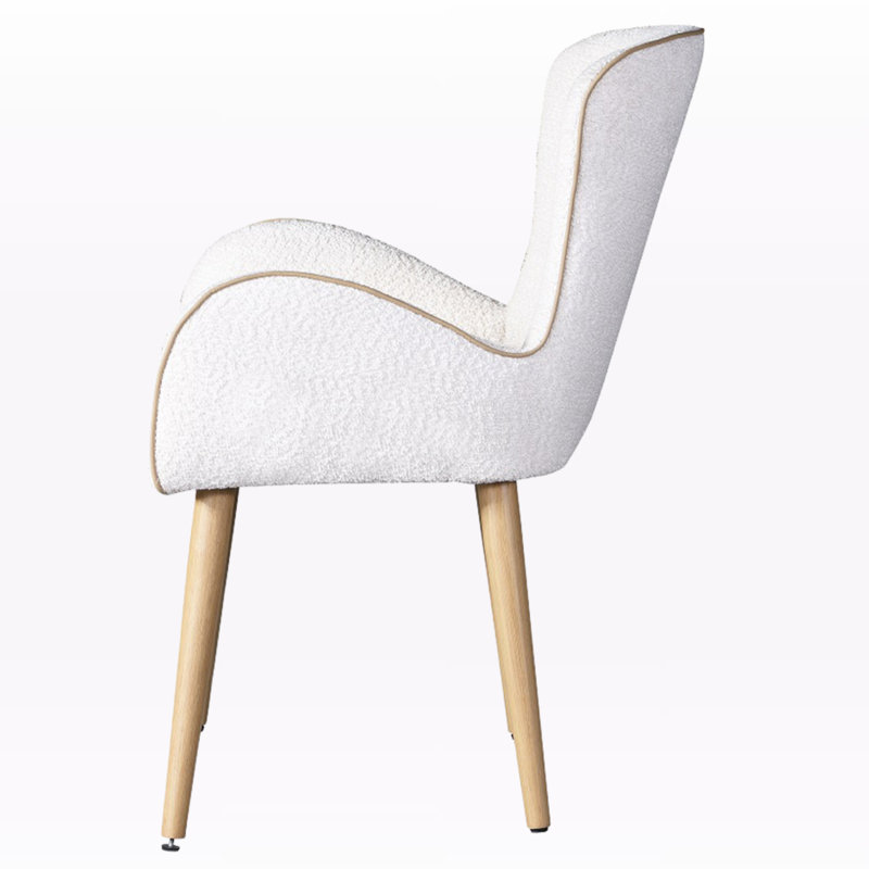 Whisper Beige Boucle & Oak Finish Side Chair (Set-2)