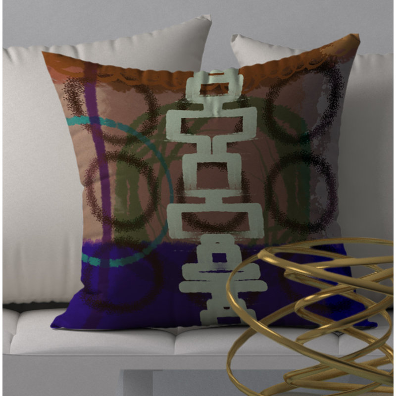 Abstract Reversible Throw Pillow, 24" H x 24" W