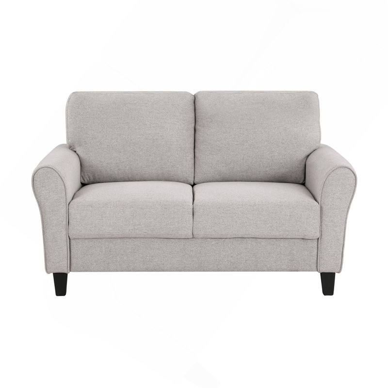 Mobilier de salon moderne avec coussins attachés en tissu texturé de couleur sable moderne, Blanc