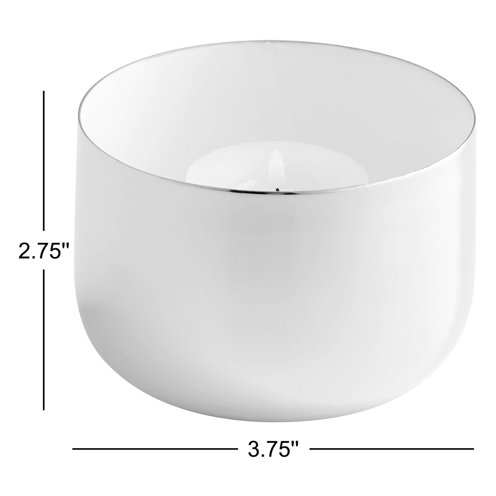 Metal Votive Candle Holder, Nickel/White