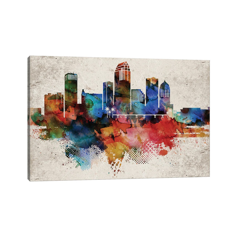 Tampa Abstract Skyline 1 Piece Wrapped Canvas Wall Art, 20.32 cm H x 30.48 cm W