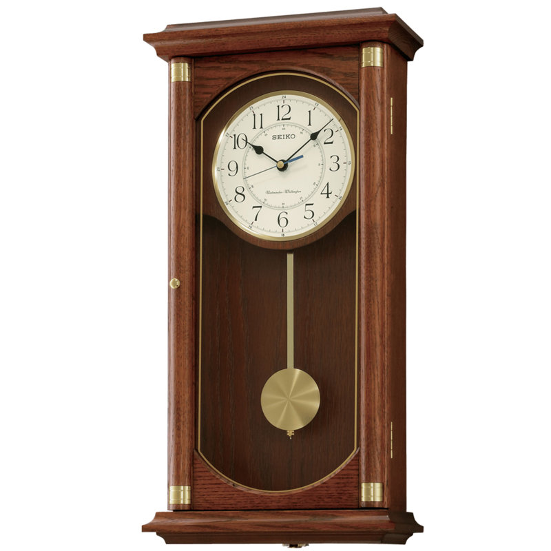 Rectangular Wall Clock with Pendulum and Dual Chimes