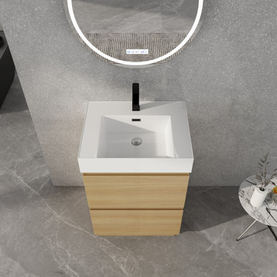 24" Bathroom Vanities with Single Sink Combo, Modern Undermount Bathroom Sink Cabinet with Double drawer, Freestanding Bathroom Sink Cabinet,Engineering wood