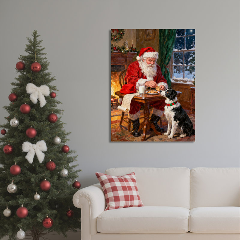 «Santa Claus Dog», art mural sur toile, H 36 po x l 24 po