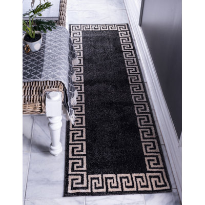 Tapis gris anthracite et beige tissé au métier mécanique Balabak