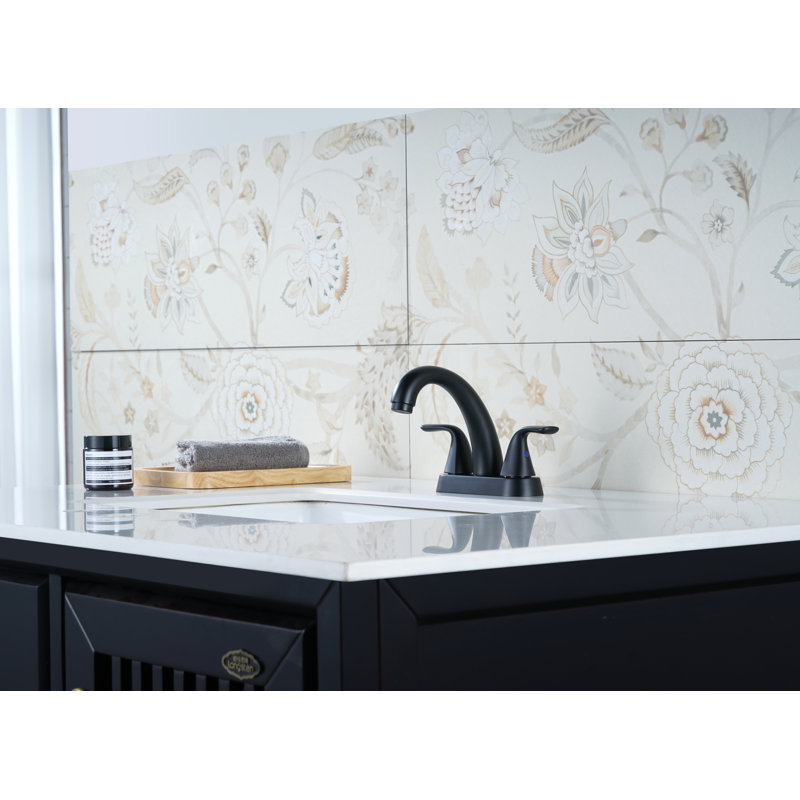 2-handle Bathroom Faucet with Drain Assembly, Black