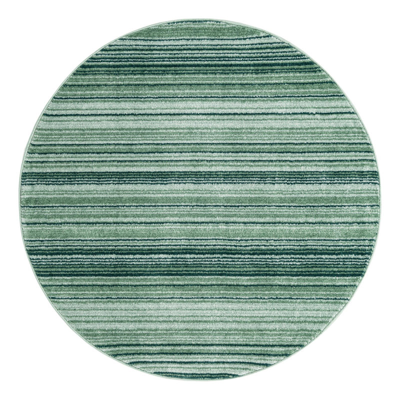 Tapis d'intérieur rayé Hulsey, Green, Rond 5 pi 3 po