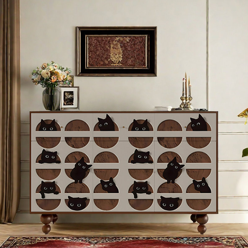 Armoire d'appoint et buffet Abstraction, Noyer / multicolore