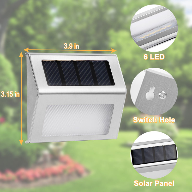 Silver Solar Powered Integrated LED Step Light Kit