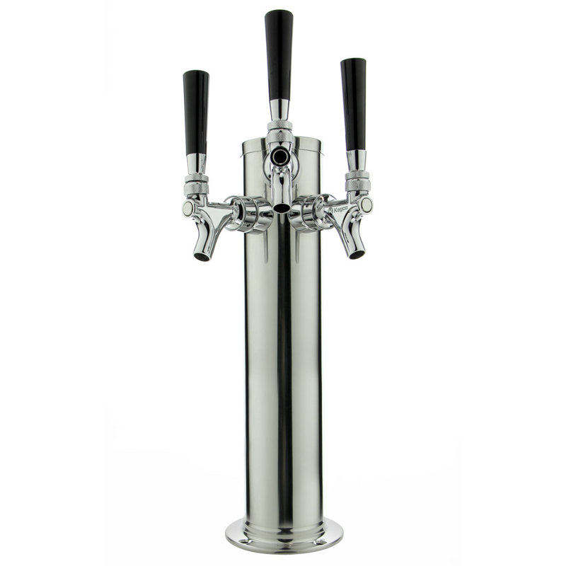 Kegco 14" Tall Polished Stainless Steel 3-Tap All Stainless Contact Quick Disconnect Homebrew Tower