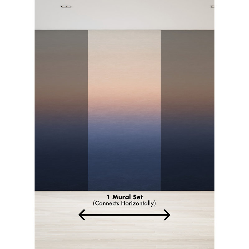 Sunrise Ombre Wall Mural in Orange and Blue