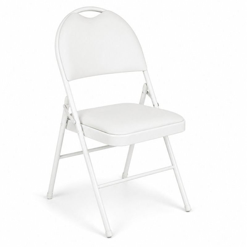 Faux Leather Banquet Folding Chair Folding Chair, White