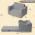 Canapé 2-en-1 pour tout-petits en sherpa pliable, Similicuir gris