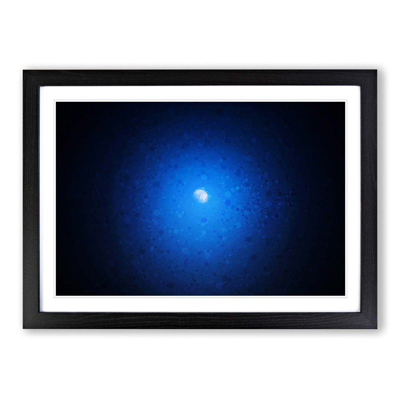Half Moon in Abstract - Picture Frame Graphic Art Print, 36cm H x 48cm W x 2cm D, Black Framed