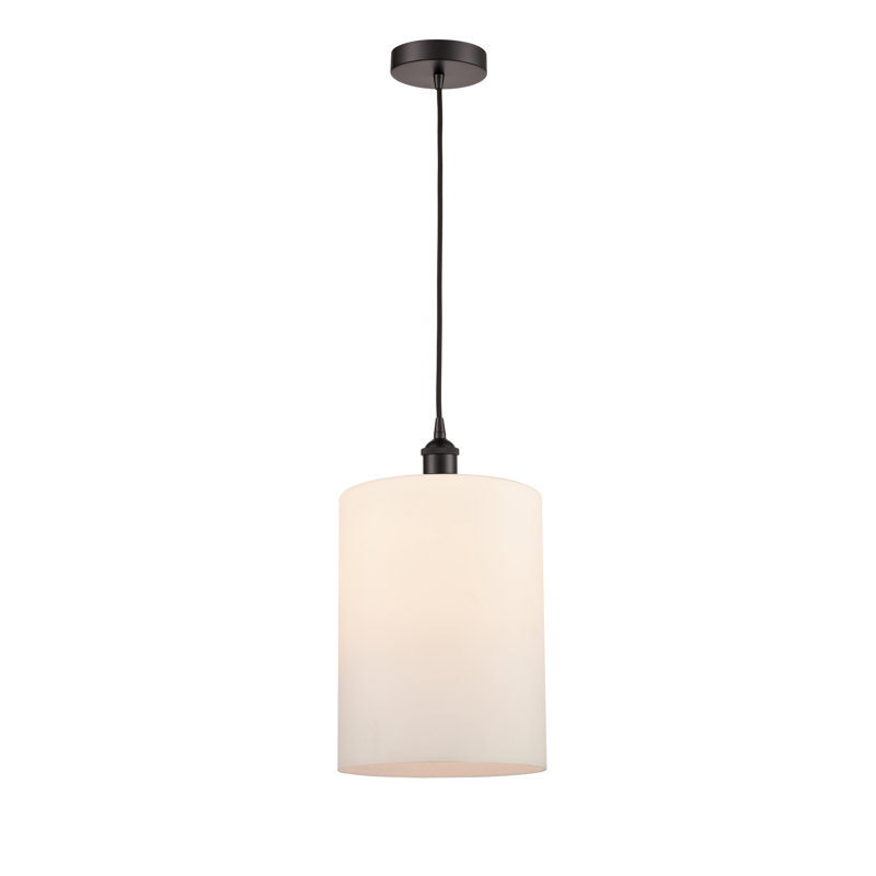 Cobbleskill 1 - Light Single Drop Pendant Pendant, Matte White, 15.75" H x 9" W x 9" D, Oil Rubbed Bronze