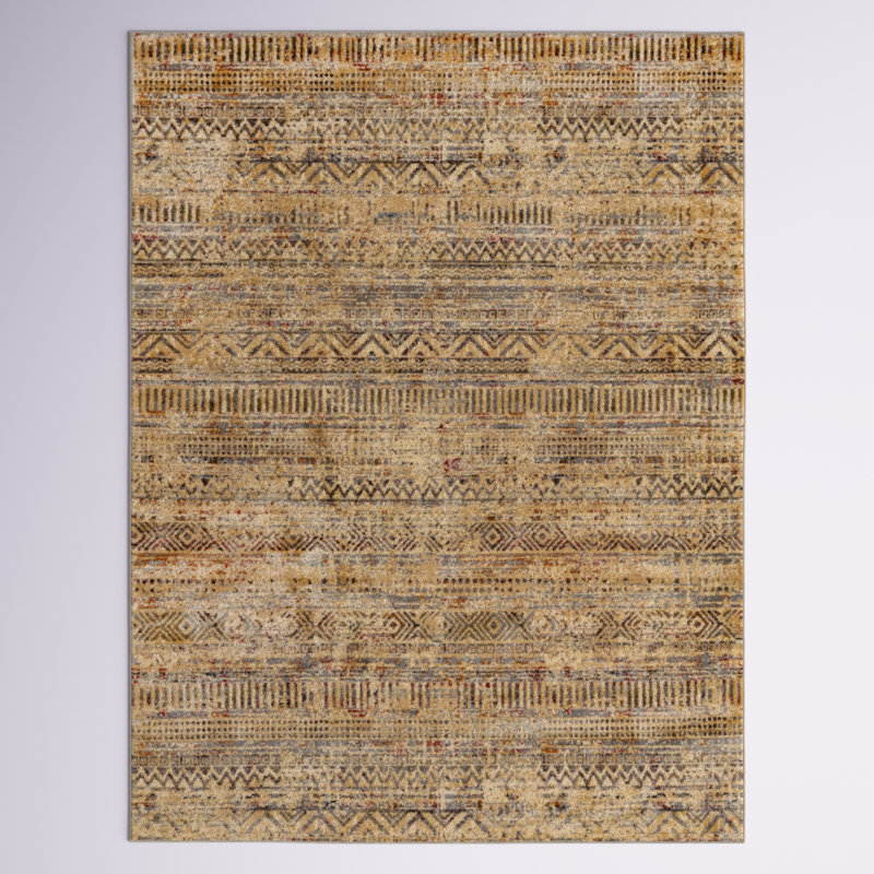 Tissu en polypropylène beige et noir Blakely, Rectangle 9 pi x 12 pi