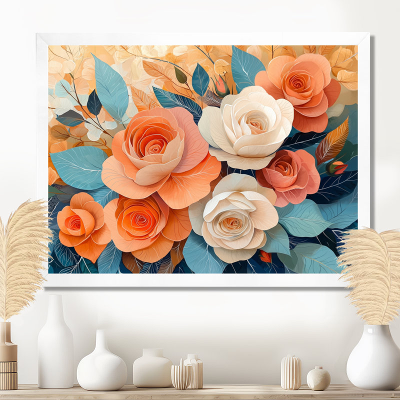 «Roses Dream Fragments Kinetic Art II - Roses», reproduction sur toile encadrée, H 12 po x l 20 po, Blanc