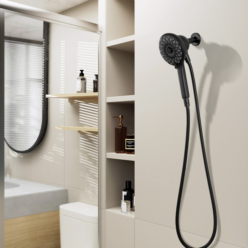 High Pressure Shower Heads 6 Spray Mode, Magnetic Shower Head for Bathroom, Matte Black Handheld Shower with 60 inch Stainless Steel Hose