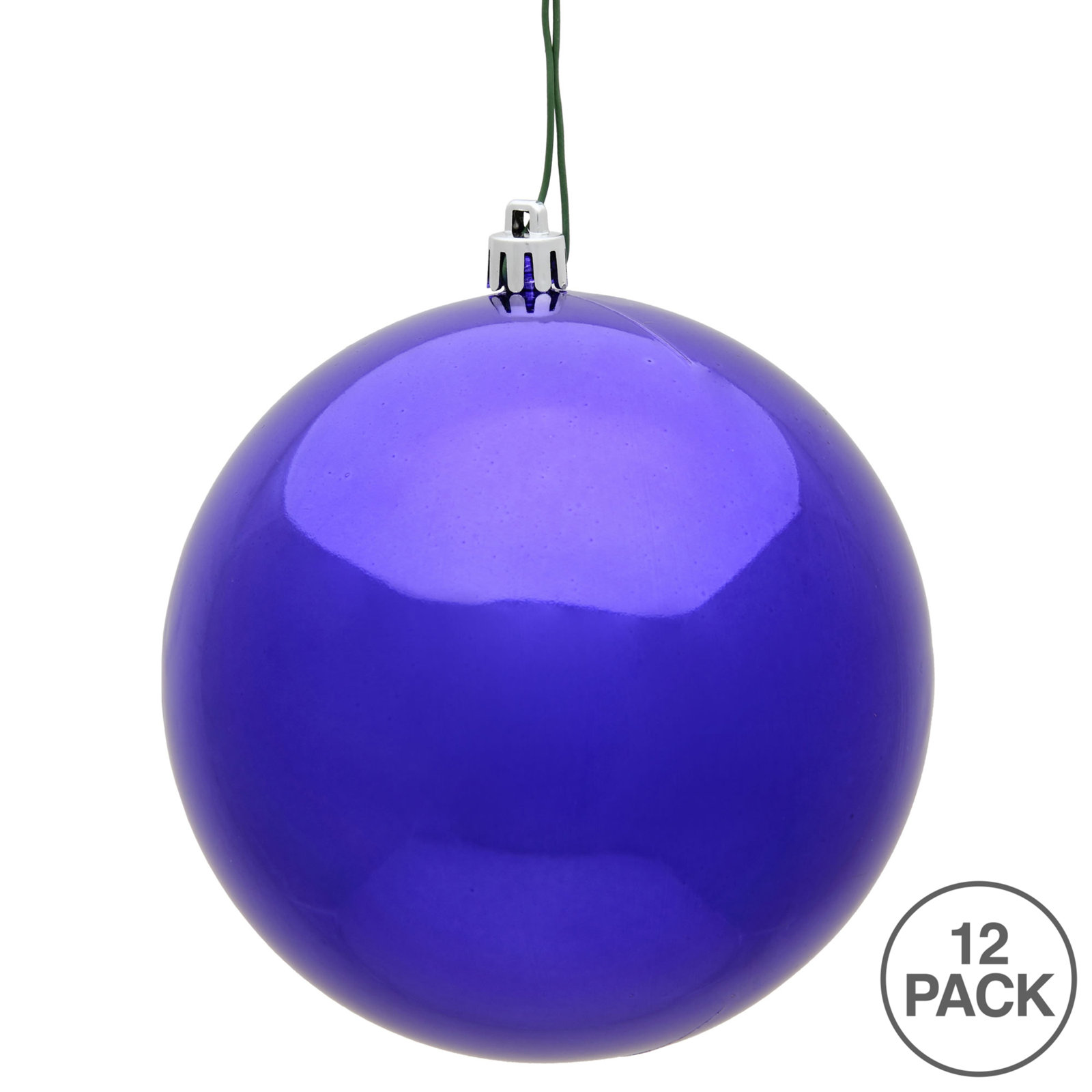 Holiday Décor Ball Ornament, Purple Shiny, 3" H x 3" W x 3" D