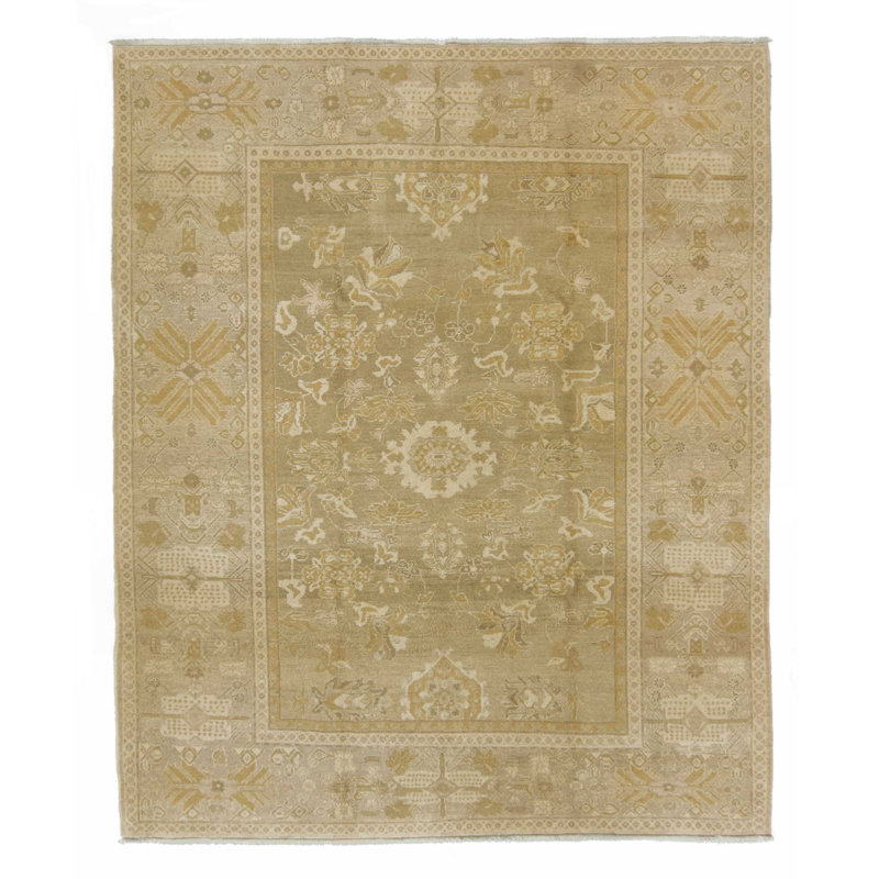 Gharni Wool Oriental Area Rug in Beige/Neutral/Taupe, Rectangle 8' x 10'