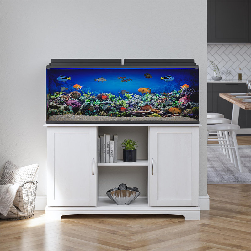Deirdre Rectangle Aquarium Stand, Ivory Oak