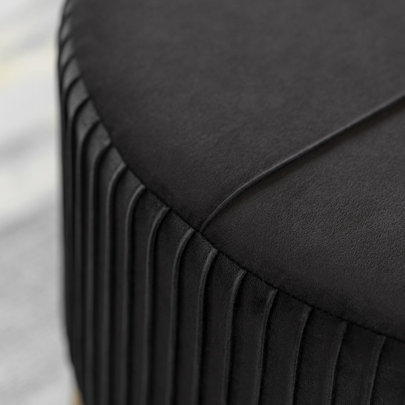 Raiin Upholstered Ottoman, Black Revolution Performance Fabrics