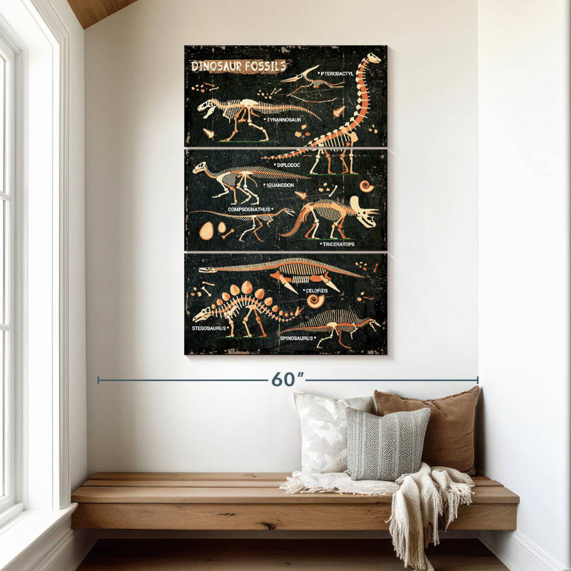 Tableau des fossiles de dinosaures Ashelle
