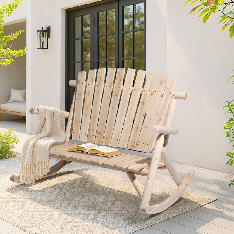 Banc berçant en bois rustique pour 2 personnes 47 pouces, Naturel