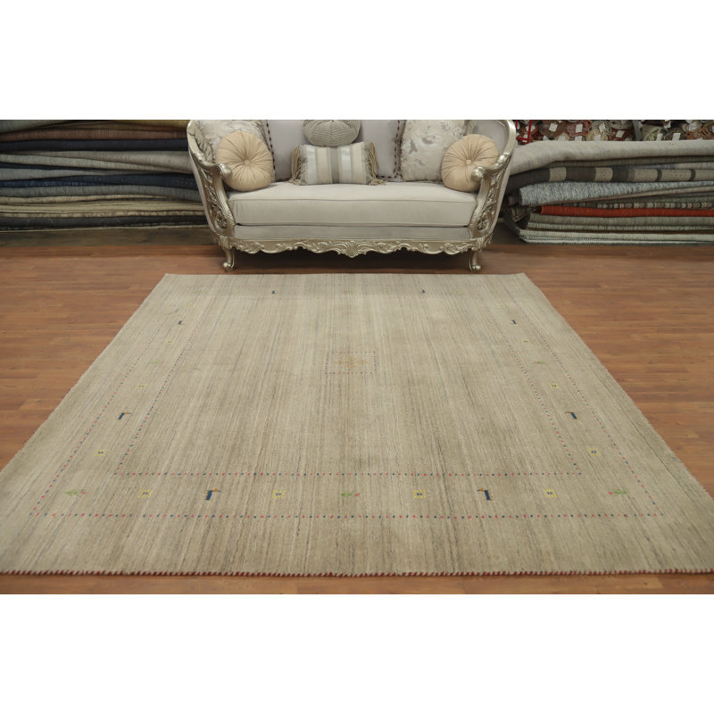 Tapis carré indien en laine Camel 8x8