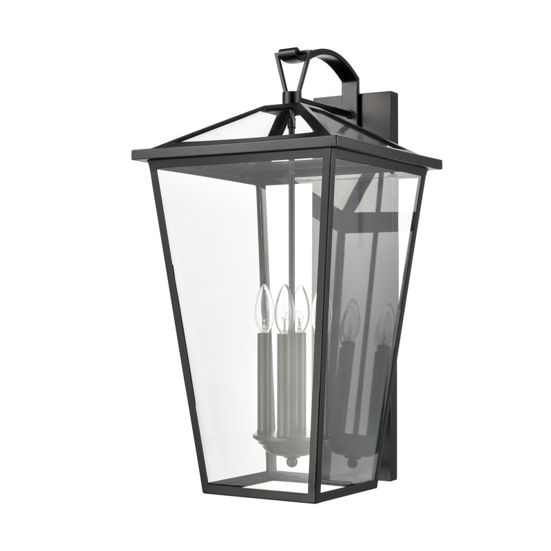 Main Street 28'' High 4-Light Outdoor Sconce - Black, 28" H x 14" W x 15.75" D