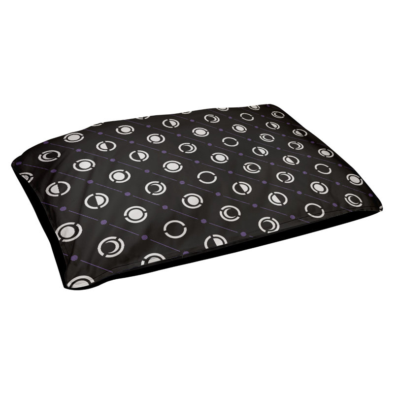 Coussin d’extérieur pour chien moon phases Chenault, Grand (l 50 po x P 7 po x H 40 po), Mauve clair / noir