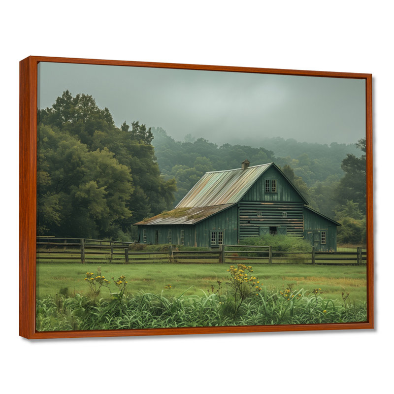 Hans - reproduction d'art mural de grange, Toile avec cadre flottant brun, H 24 po x l 32 po x P 1 po