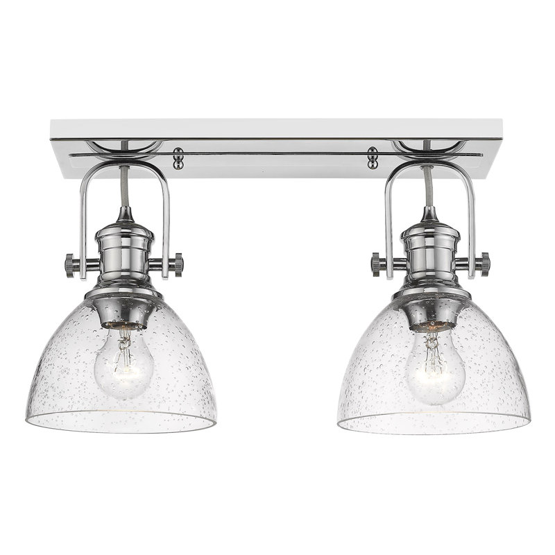 Bales Glass Semi Flush Mount, Chrome, Seeded Glass