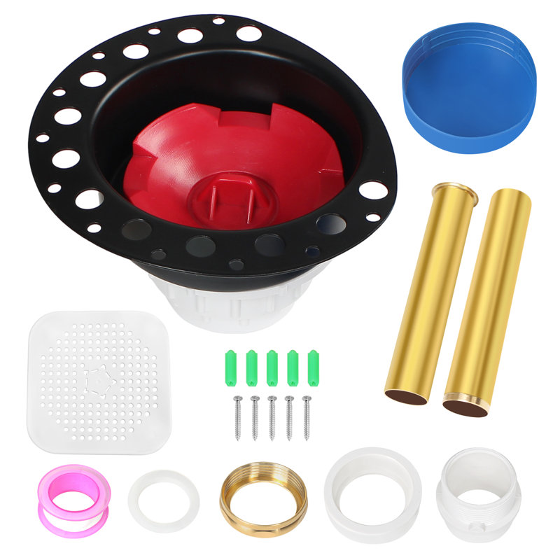 Bathtub Drain Kit, Freestanding Tub Drain Rough-in Kit with Brass Tailpiece and ABS Adapter, Compatible with Floor Mounted, Freestanding and Island Bathtubs, with a Free Silicone Deodorant Mat