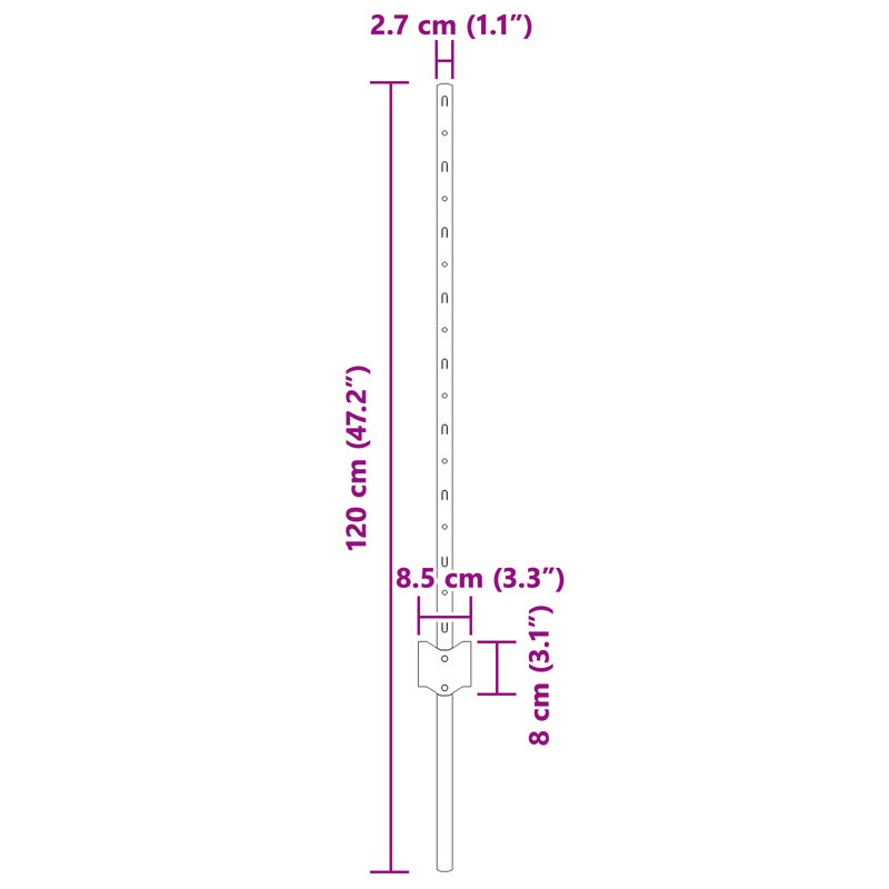 Fence Posts 11 Pcs U-Channel Steel, Green, 80cm H x 8.5cm W