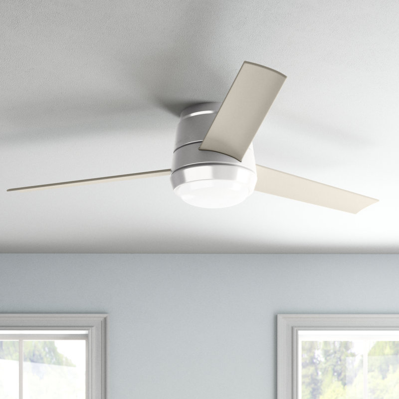 Ventilateur de plafond encastré à DEL 3 pales 54 "avec commande murale et ensemble d'éclairage inclus Commodus, Nickel mat