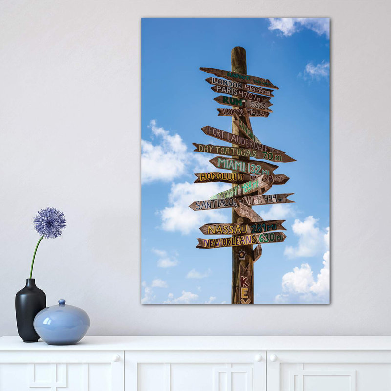 Sign Post, Key West 1 Piece Wrapped Canvas Wall Art, 66.04 cm H x 45.72 cm W x 1.91 cm D
