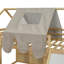 Full Size Wooden Loft Bed House-Shaped Frame With A Tent, Natural+Beige-598414185-598414182