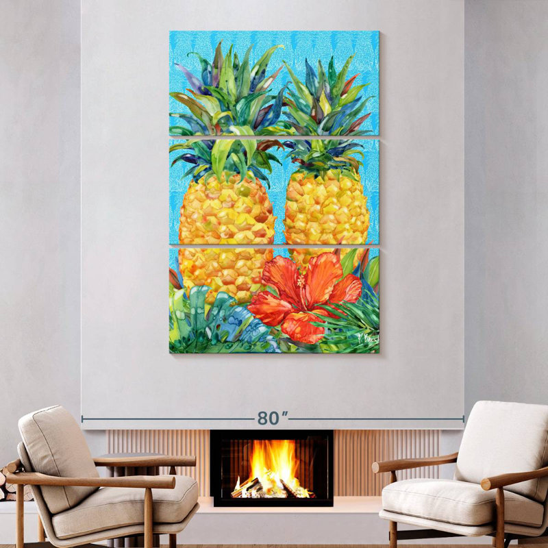 Ananas et hibiscus vert Yarlin Kona, H 74 po x l 48 po