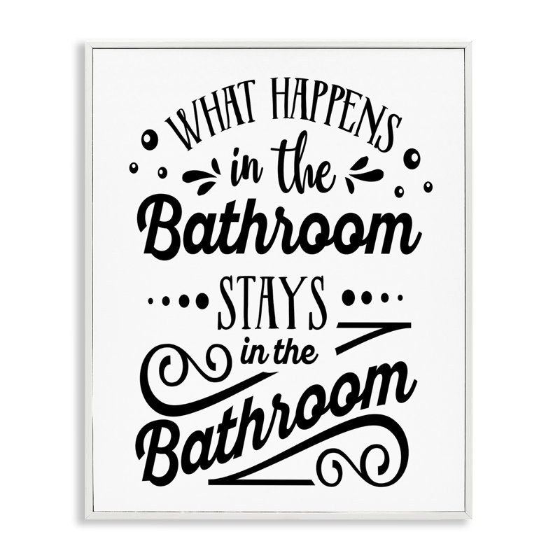 What Happens In Bathroom Silly, L 24 po x H 30 po, Giclée encadrée blanc bord de mer