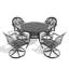 L'ensemble de salle à manger en aluminium coulé Allweather comprend des chaises pivotantes et une table ronde de 39,37 po avec un cadre noir-1782558783