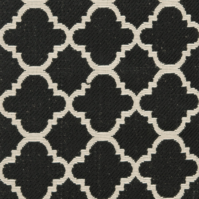 Herefordshire Indoor/Outdoor Hooked Black/Beige Rug, Rectangle 61 x 109 cm