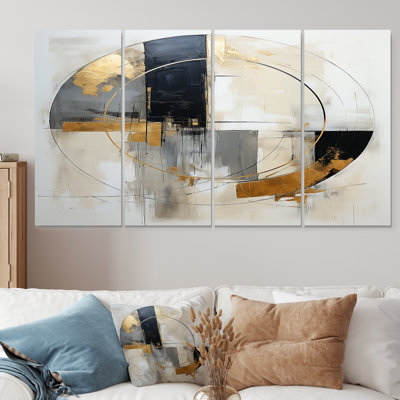 «Full Moon Time Balance III», art mural abstrait, 4 pièces